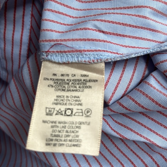 Maeve Red and Blue Small Striped Bell Sleeved Blouse sz 4 - Picture 7 of 7